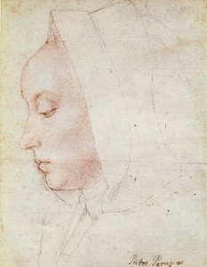 Profilo di una donna (penna e inchiostro marrone su carta) da Master of Moulins